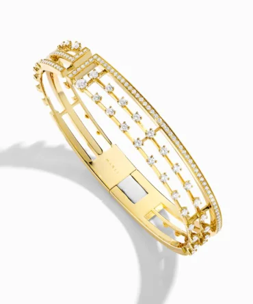 Avenues Open Hinged Statement Bracelet, Diamond